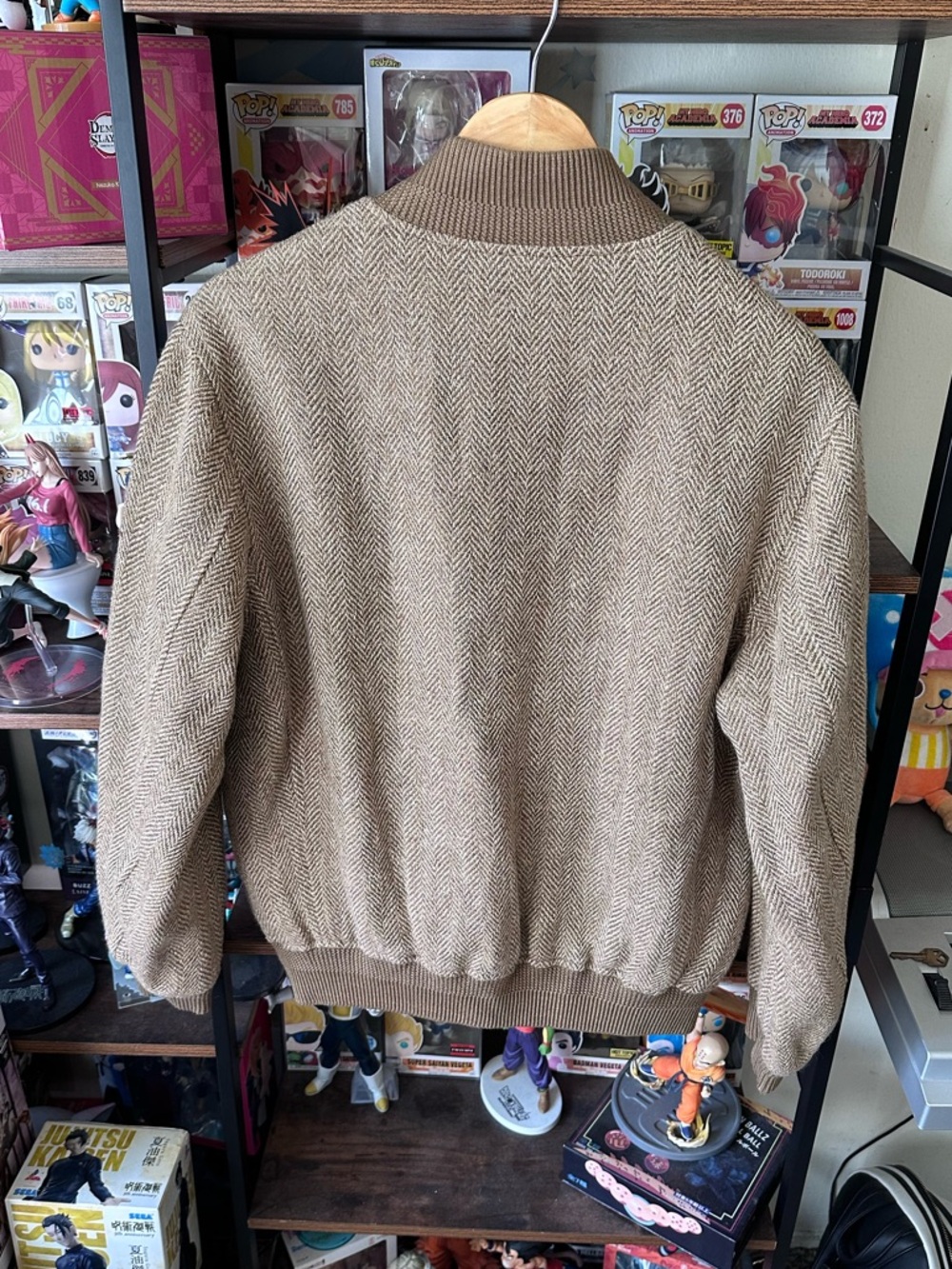 Polo Ralph Lauren Tweed Bomber Jacket Tan Brown Linen Blend Herringbone Men’s M - Picture 3 of 7